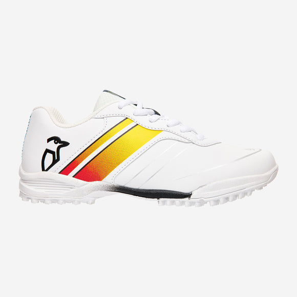 Kookaburra Pro 5.0 Rubber Junior Cricket Shoes White/Yellow/Red 2023