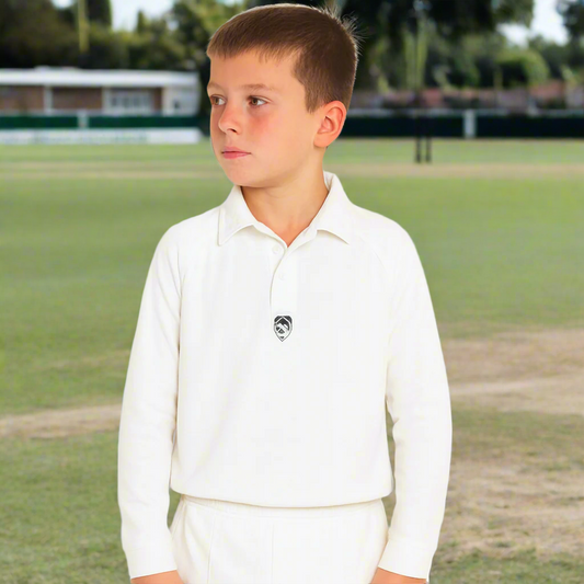 Newbery L/S White Cricket Shirt Junior